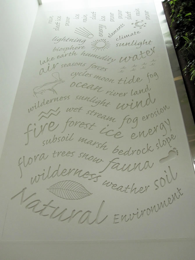 Word Wall showing natural elements